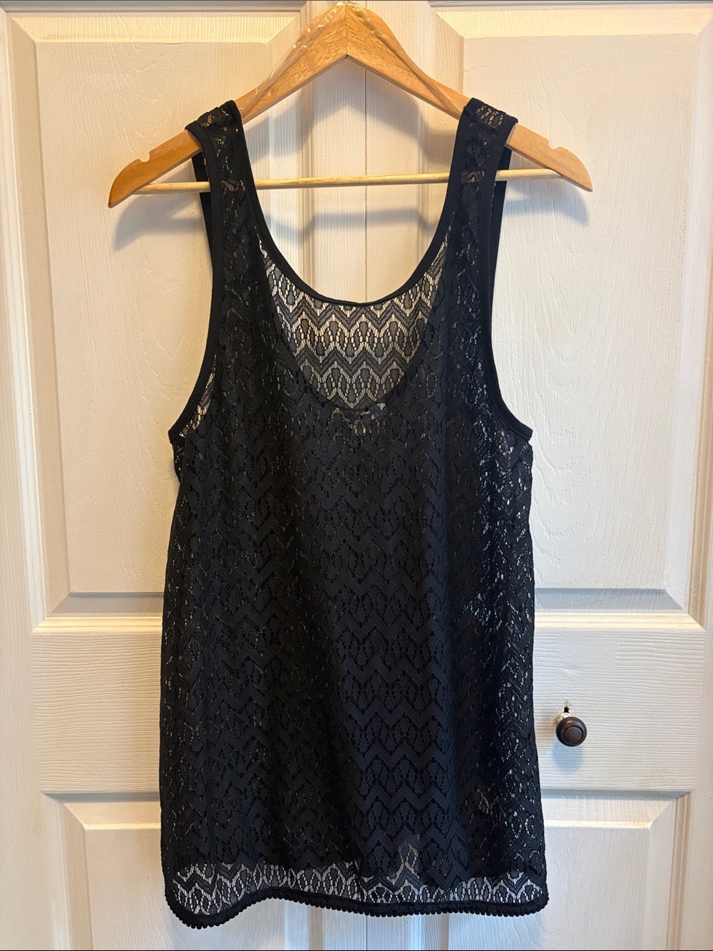 Lace Tank Swim Coverup - Black